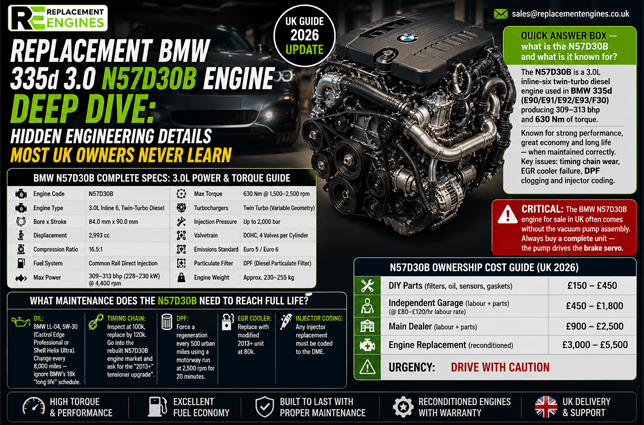Remanufactured N57D30B engine
